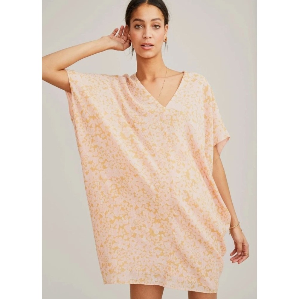 Hatch Maternity Women's THE SLOUCH DRESS Apricot Silk/Cotton